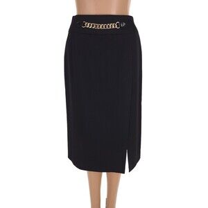 Vintage 80s 90s Celine Paris Chainlink Slit Front Skirt Size 38 S Black $850